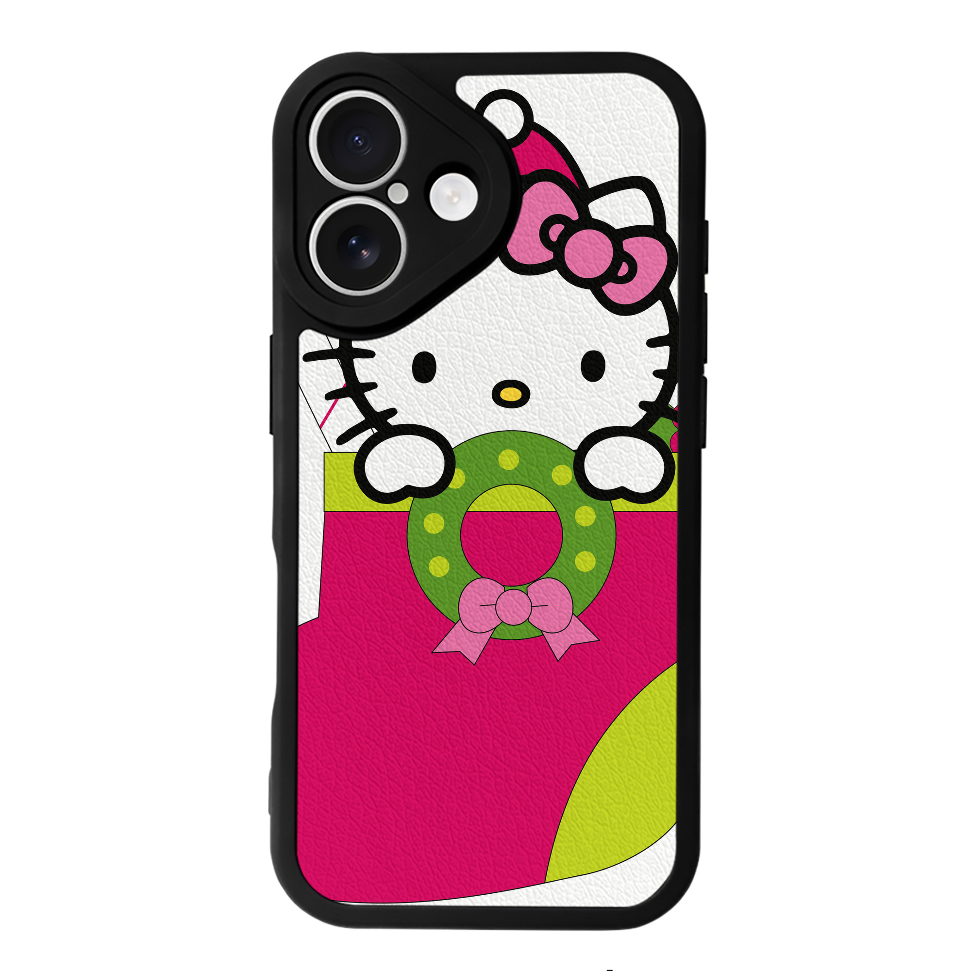 （画像用） Hello Kitty ハローキティ 【iPhone 16シリーズ対応】シリコンスマホケース（レザー調） 材質：シリコン